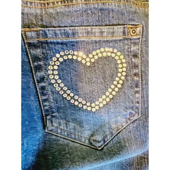 INC 16W International Concepts Demin Boot Leg Jeans Embellished Peace Love - Picture 7 of 9